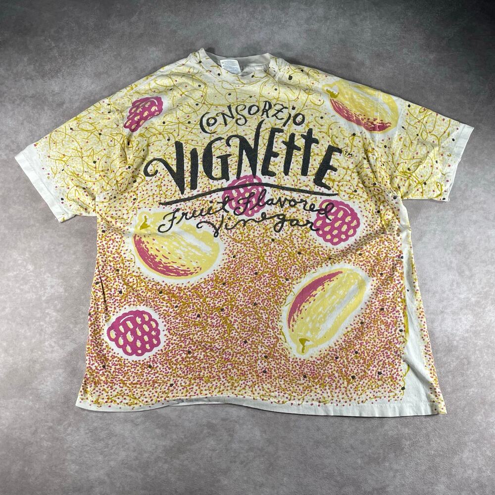 90’s Consorzio Vignette Vinegar All Over Print XL T-shirt